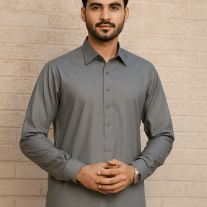 Men’s Unstitched Wash And Wear Plain Suit-Beige Color