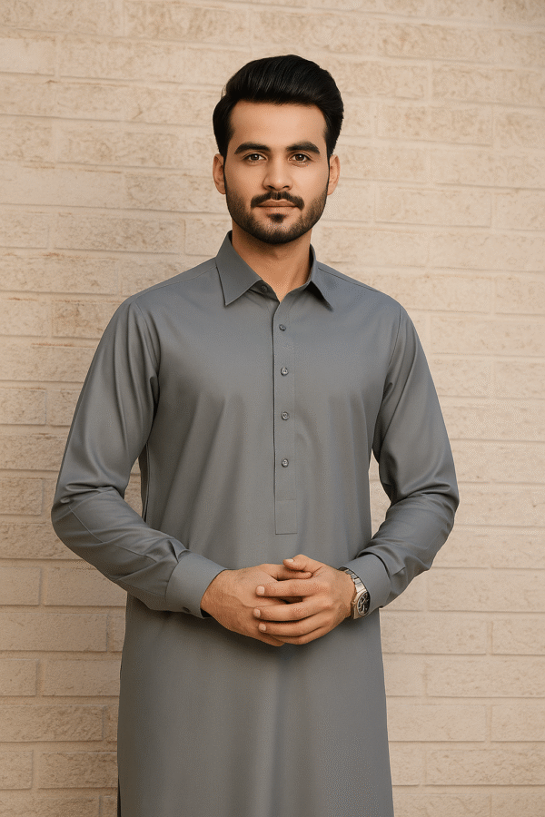 Men’s Unstitched Wash And Wear Plain Suit-Beige Color