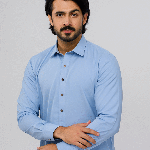 Men’s Unstitched -Sky Blue-Wash And Wear Plain Suit